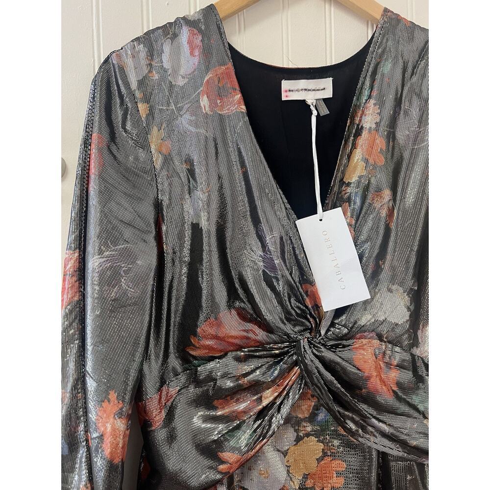 NWT Anthropologie Caballero Deep V Maxi Dress Large Floral Shimmer Fabric New - Picture 7 of 10
